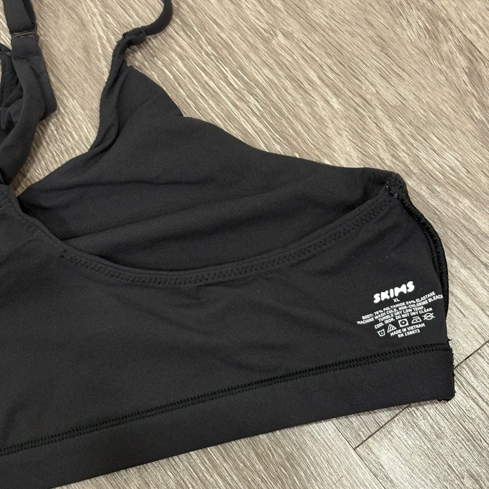 SKIMS Fits Everybody Scoop Bralette Onyx Black XL Adjustable Straps Pullover - Picture 10 of 10